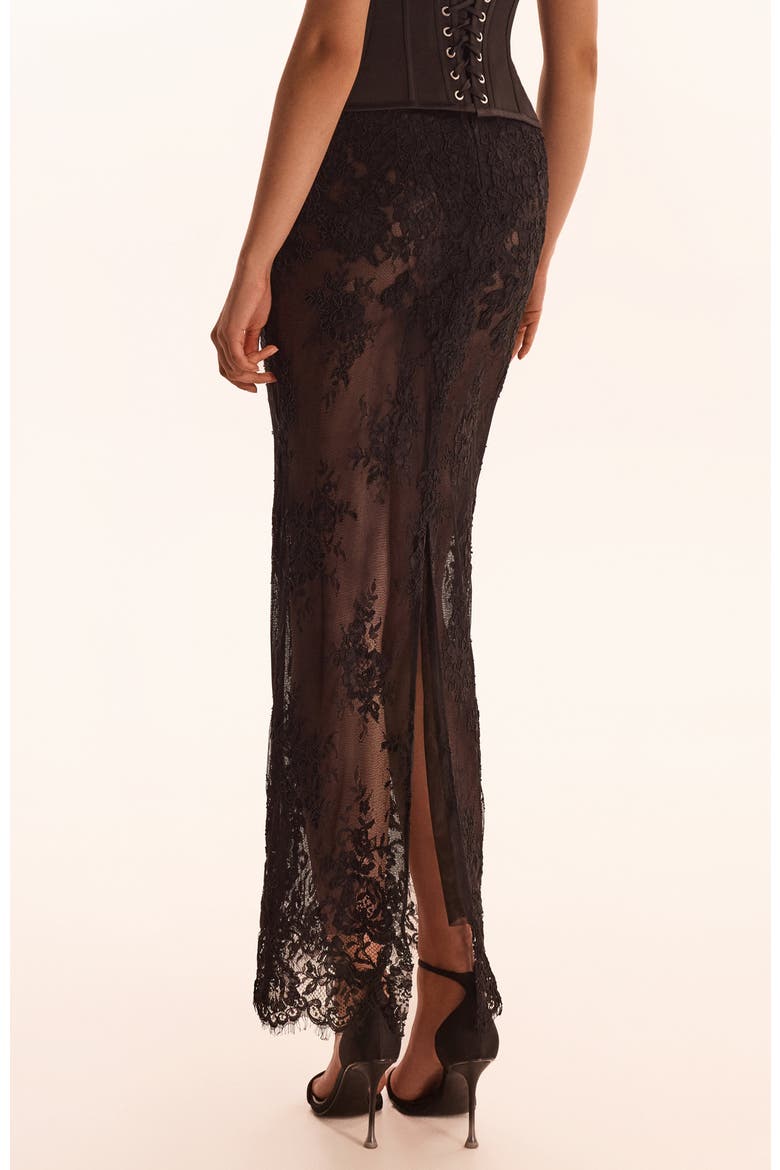 Semi-Sheer Lace Evening Occasion Maxi Skirt, Alternate, color, Black