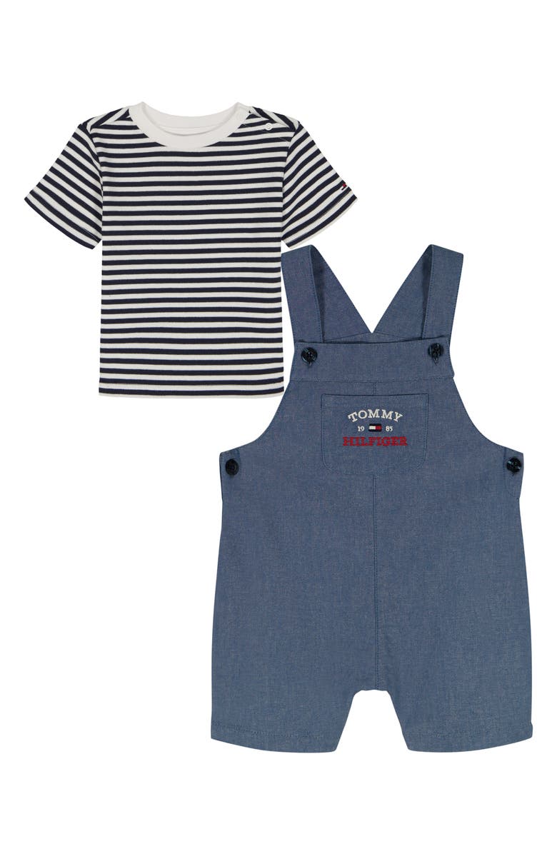 Tommy Hilfiger T-Shirt & Overalls Set, Alternate, color, Denim