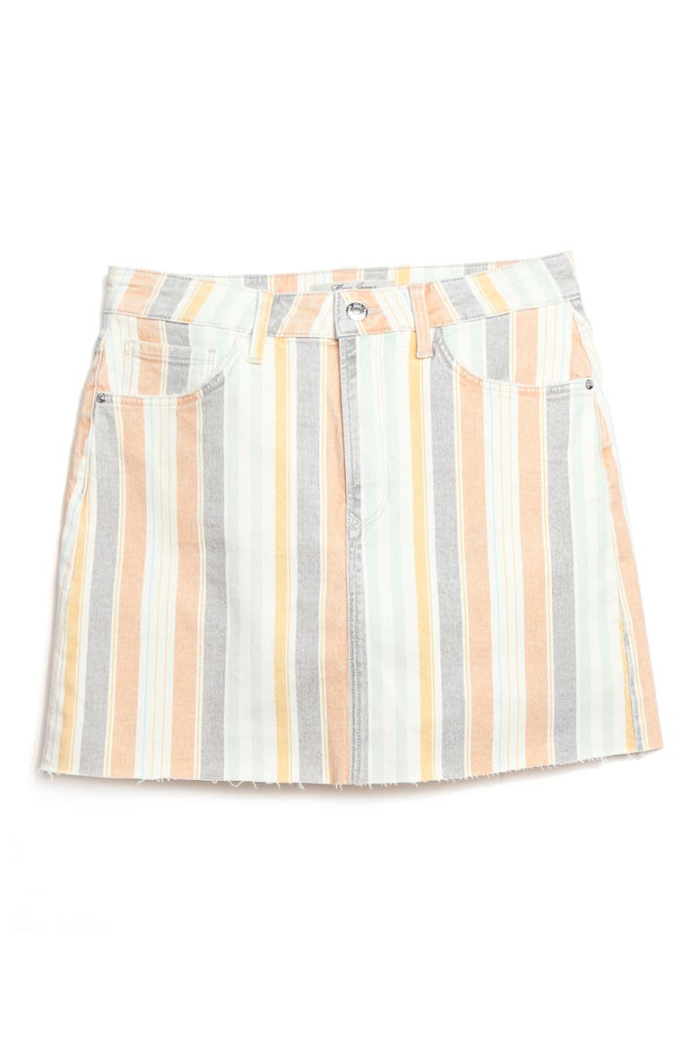 Lindsay Cutoff Stripe Denim Miniskirt, Alternate, color, SPRING STRIPE