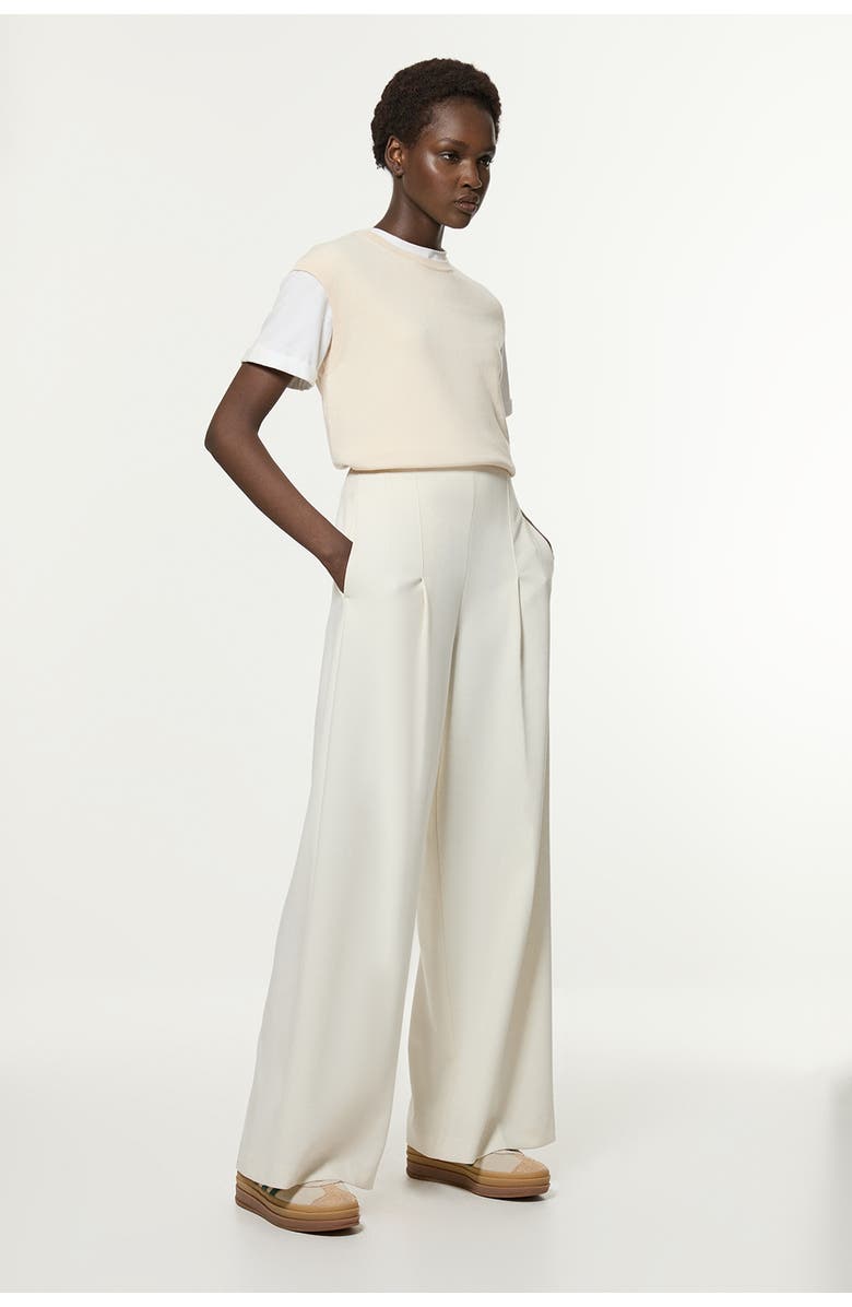 Karen Millen Essential Wide Leg Tailored Trouser, Alternate, color, Ivory
