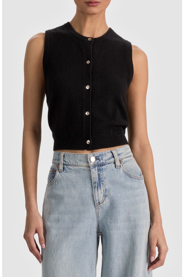 Loly Button Front Cashmere Blend Vest, Main, color, BLACK