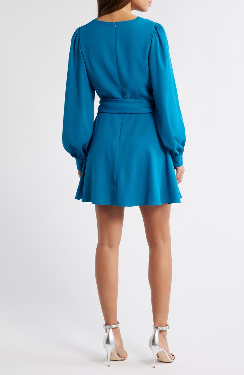 Black Halo Russel Tie Waist Long Sleeve Minidress, Alternate, color, Azure Blue