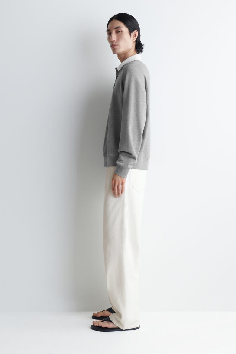 Contrast-collar Jersey Polo Shirt, Alternate, color, GRAY MÉLANGE