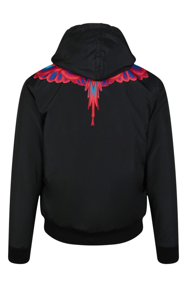 Marcelo Burlon Curves Wings Graphic Hoodie, Alternate, color, Black