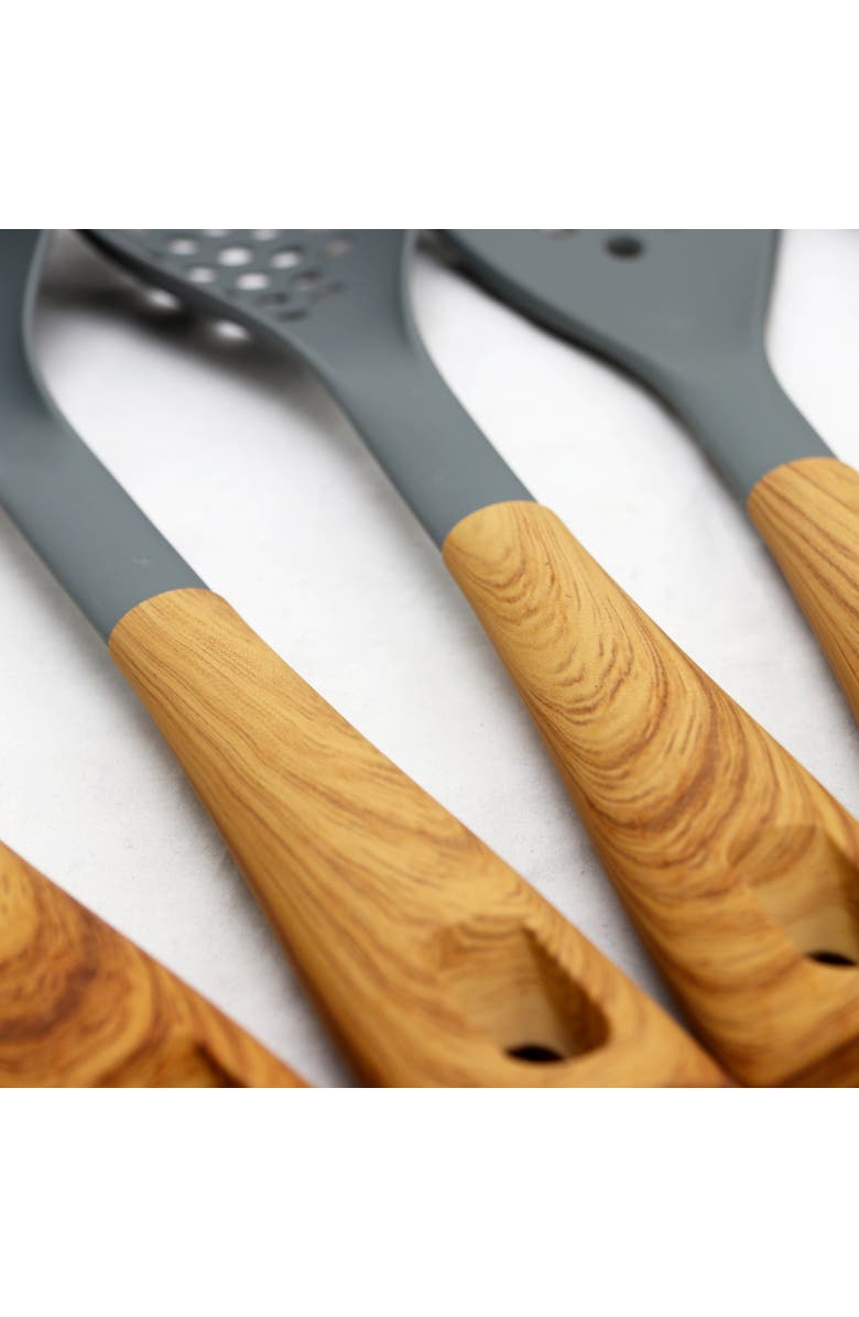 OSTER Everwood Kitchen Nylon Tools Set with Wood Inspi Handles, Set of 5, Alternate, color, Brown