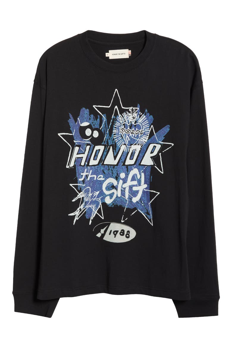 Pop Art Long Sleeve Cotton Graphic T-Shirt, Alternate, color, BLACK