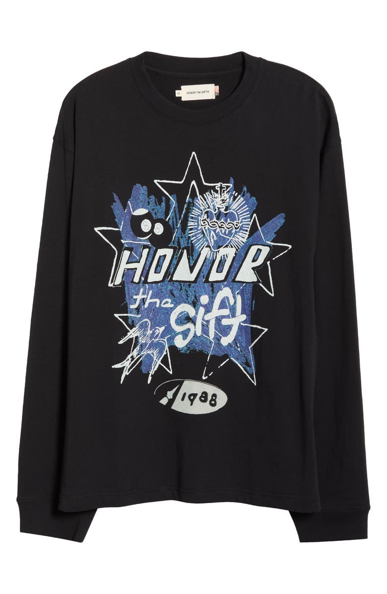 HONOR THE GIFT Pop Art Long Sleeve Cotton Graphic T-Shirt, Alternate, color, Black
