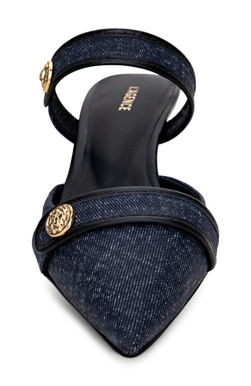 L'agence Gilliane Mary Jane Pointed Toe Kitten Heel Mule In Blue