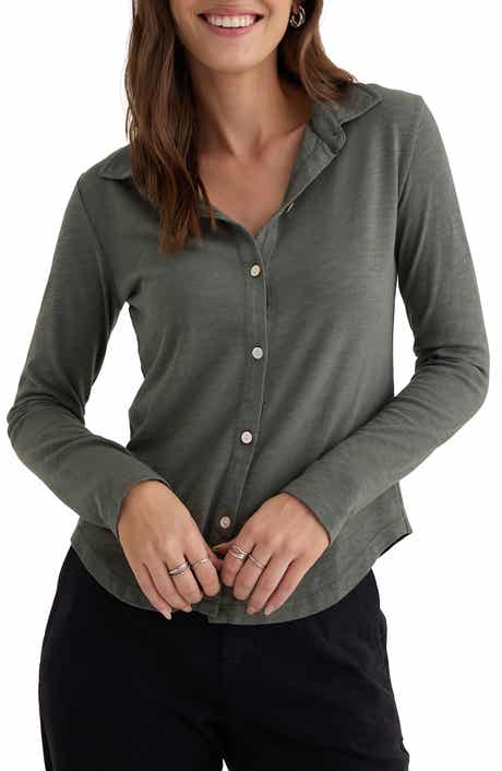 Cotton Knit Button-Up Shirt