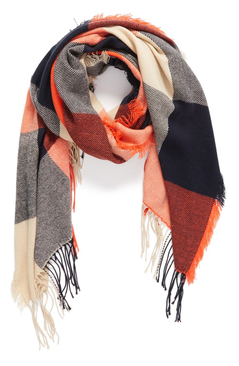 Madewell Checkmate Fringe Scarf, Alternate, color, 