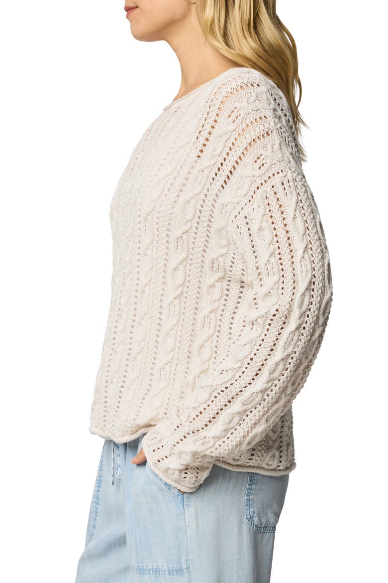 Brennan Cable Knit Cotton Sweater, Alternate, color, MOONSTONE GREY