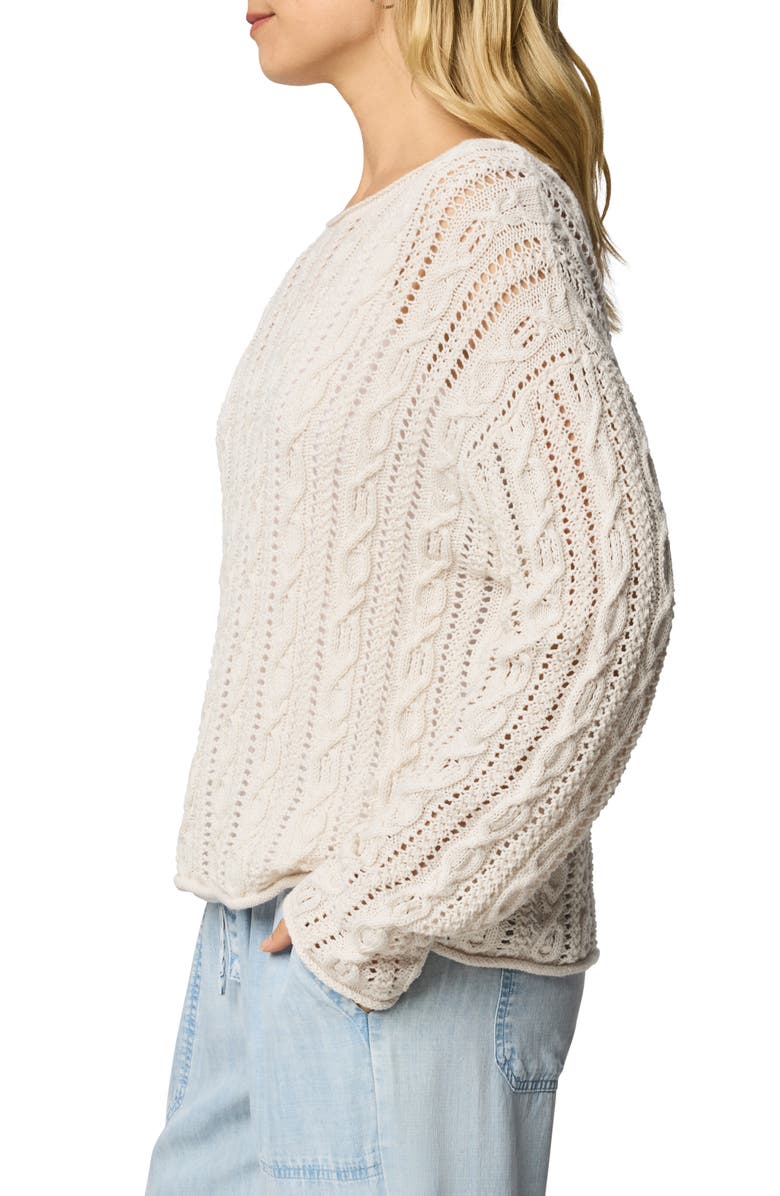 Splendid Brennan Cable Knit Cotton Sweater, Alternate, color, Moonstone Grey