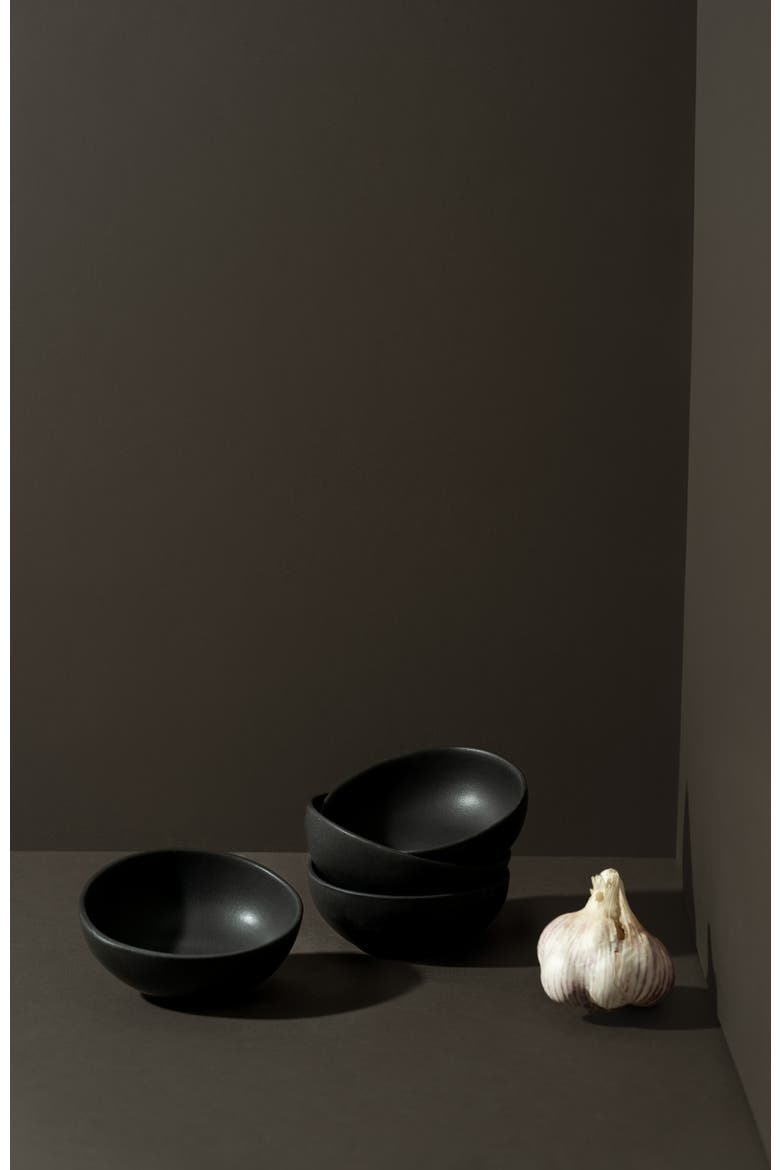 Stoneware Condiment Bowl Set of 4, Alternate, color, Black