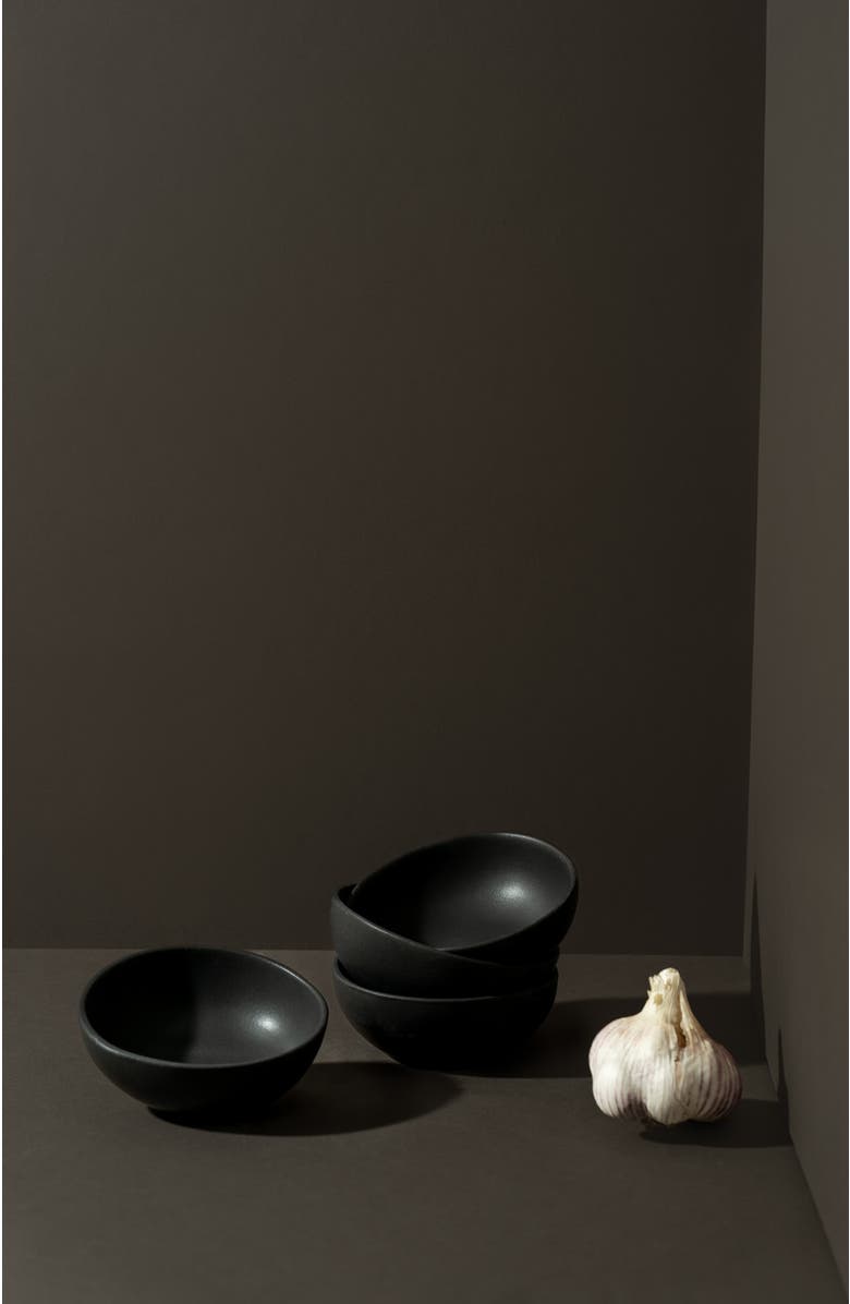 Gharyan Stoneware Stoneware Condiment Bowl Set of 4, Alternate, color, Black