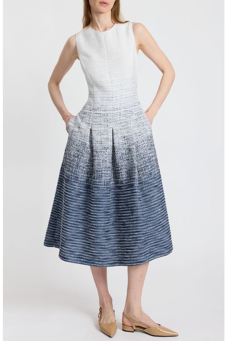 Keely Sleeveless Midi Dress in Modern Ombre Tweed, Alternate, color, BLUE AURA