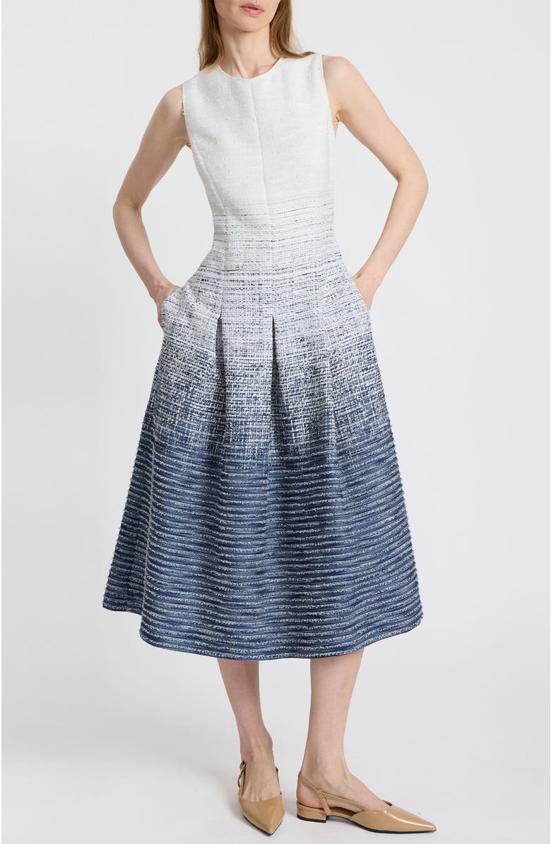 Santorelli Keely Sleeveless Midi Dress in Modern Ombre Tweed, Alternate, color, Blue Aura