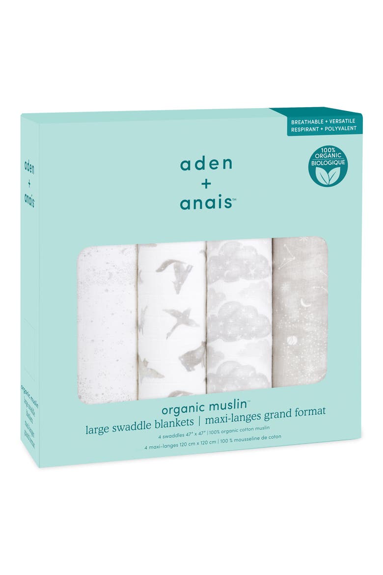 4-Pack Classic Swaddling Cloths, Alternate, color, MAP THE STARS GREY