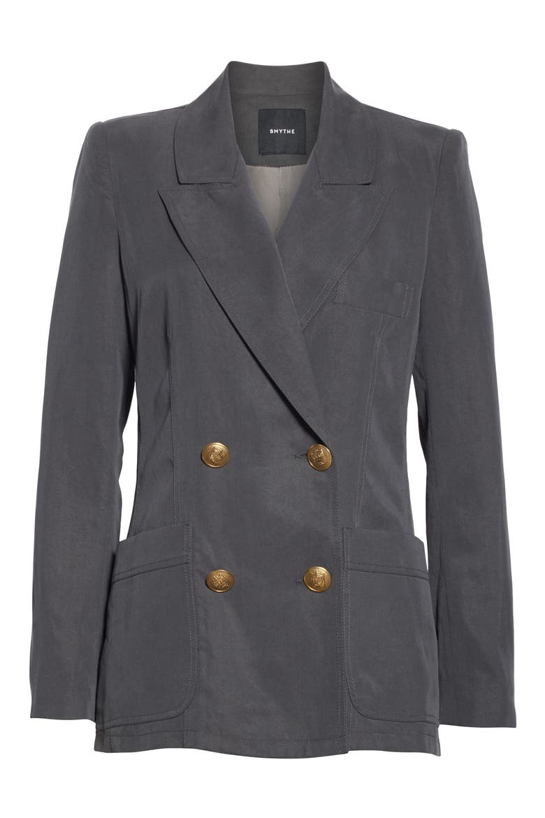 Unstructured Double Breasted Blazer, Alternate, color, SLATE