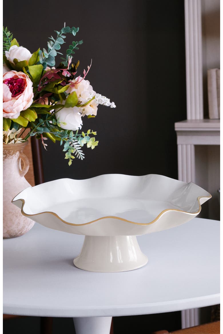 Encanto Carola Pedestal Cake Plate, Alternate, color, Cream and White