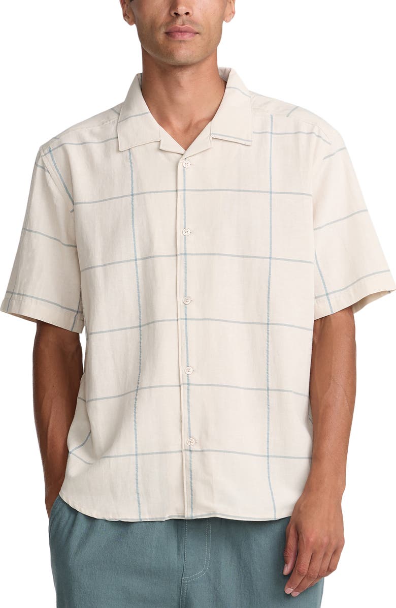 RVCA Vacancy Plaid Camp Shirt, Main, color, Ceramic