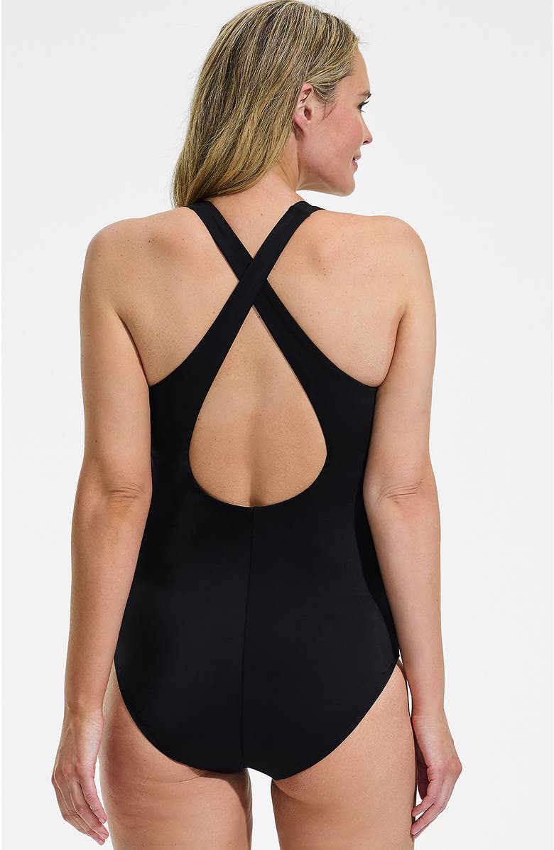 Lands' End Tugless Contour One Piece, Alternate, color, Black/White