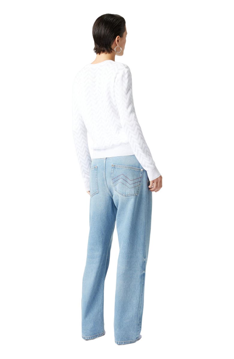 Missoni Tone-on-tone Chevron Crewneck Sweater, Alternate, color, White