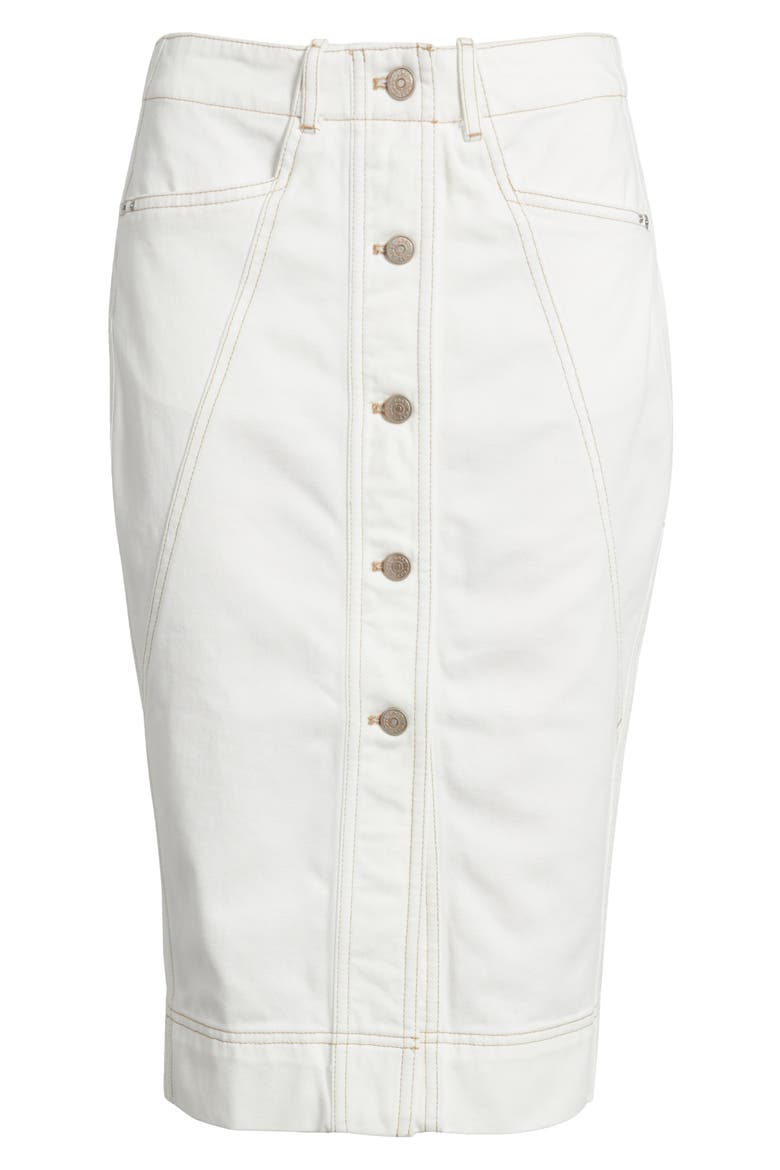 Varlina Button Front Denim Skirt, Alternate, color, OPEN WHT