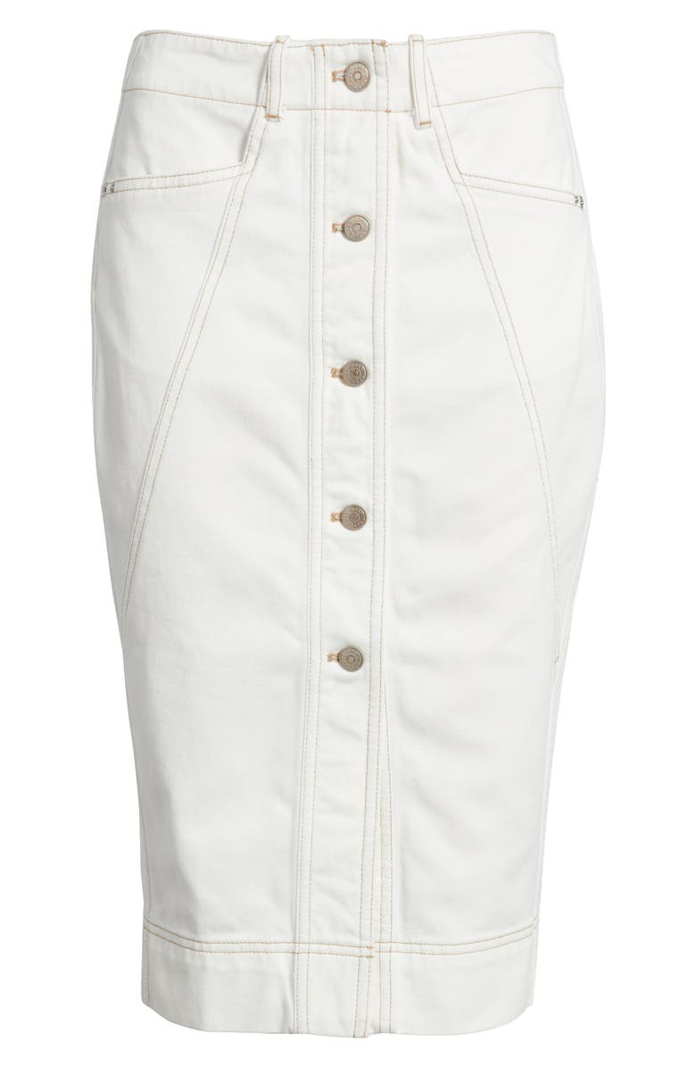 BOSS Orange Varlina Button Front Denim Skirt, Alternate, color, Soft Cream