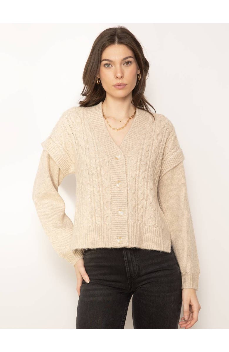 Central Park West Myles High Low Cabled Cardigan, Main, color, 