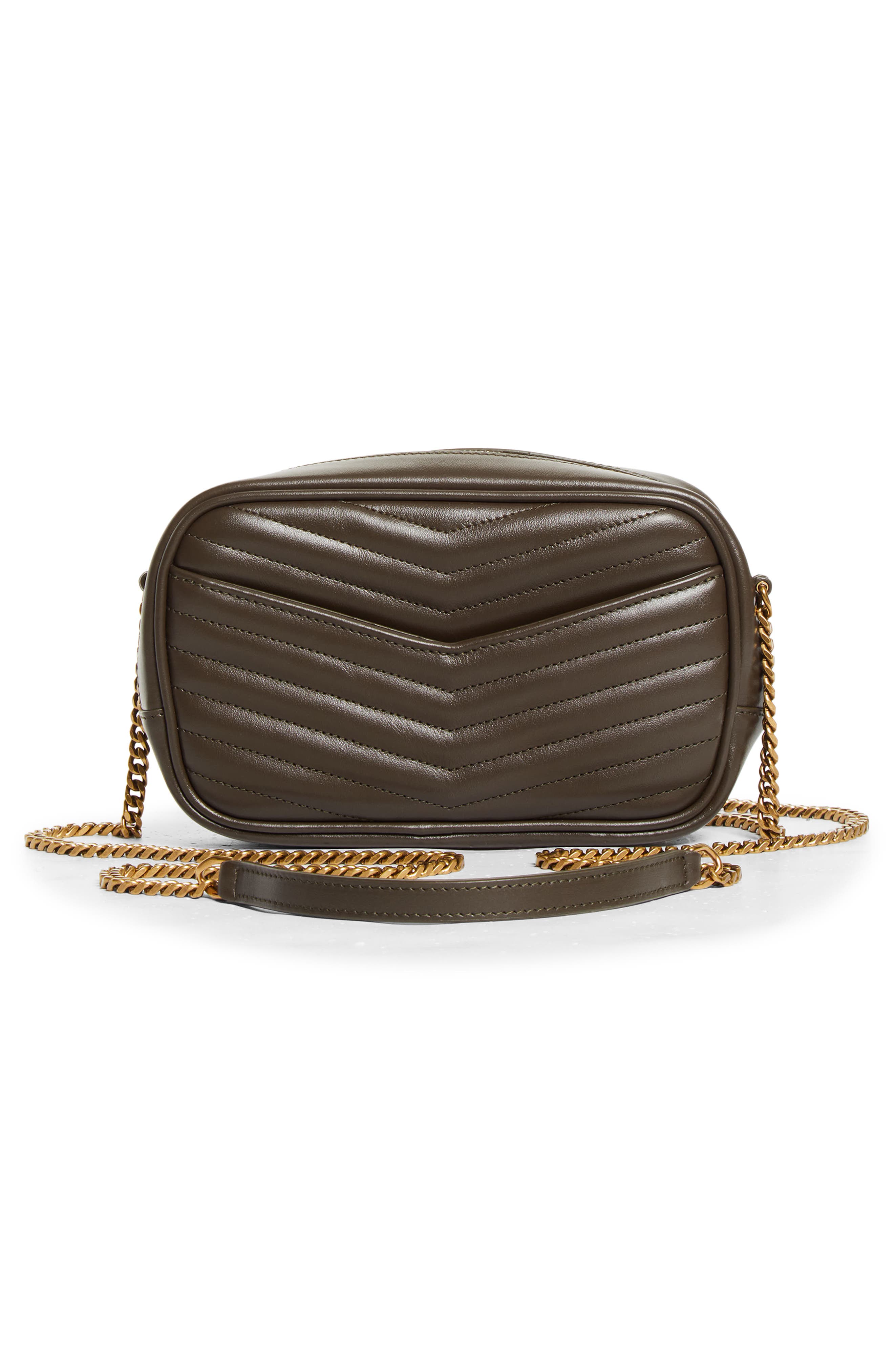 Saint Laurent Mini Lou Matelassé Leather Camera Bag, Alternate, color, Light Musk