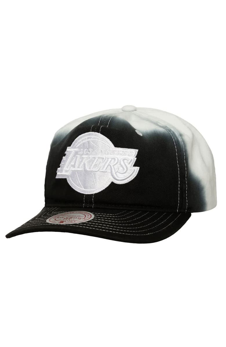 Mitchell & Ness Men's Mitchell & Ness Black/White Los Angeles Lakers Dip Dye Pro Crown Adjustable Hat, Main, color, Black