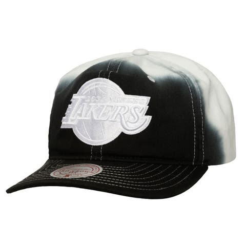 Men's Mitchell & Ness  Black/White Los Angeles Lakers Dip Dye Pro Crown Adjustable Hat