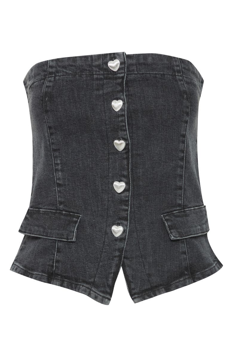 ICHI Denim Strapless Vest, Alternate, color, 