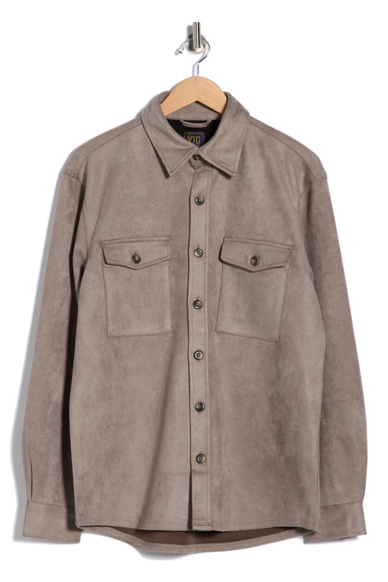 Faux Suede Shirt Jacket, Alternate, color, TAUPE