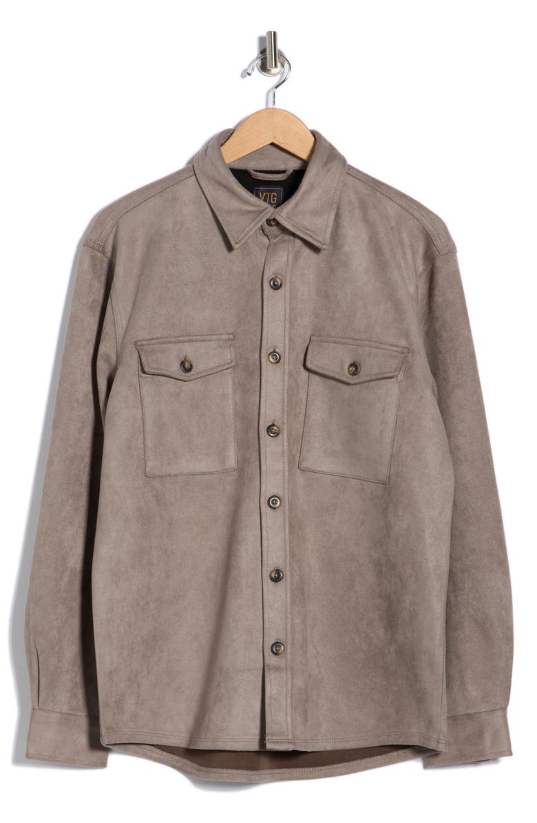 Vintage 1946 Faux Suede Shirt Jacket, Alternate, color, Taupe