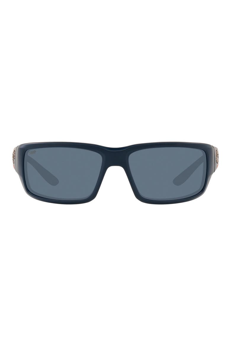 59mm Polarized Rectangular Sunglasses, Main, color, BLACK
