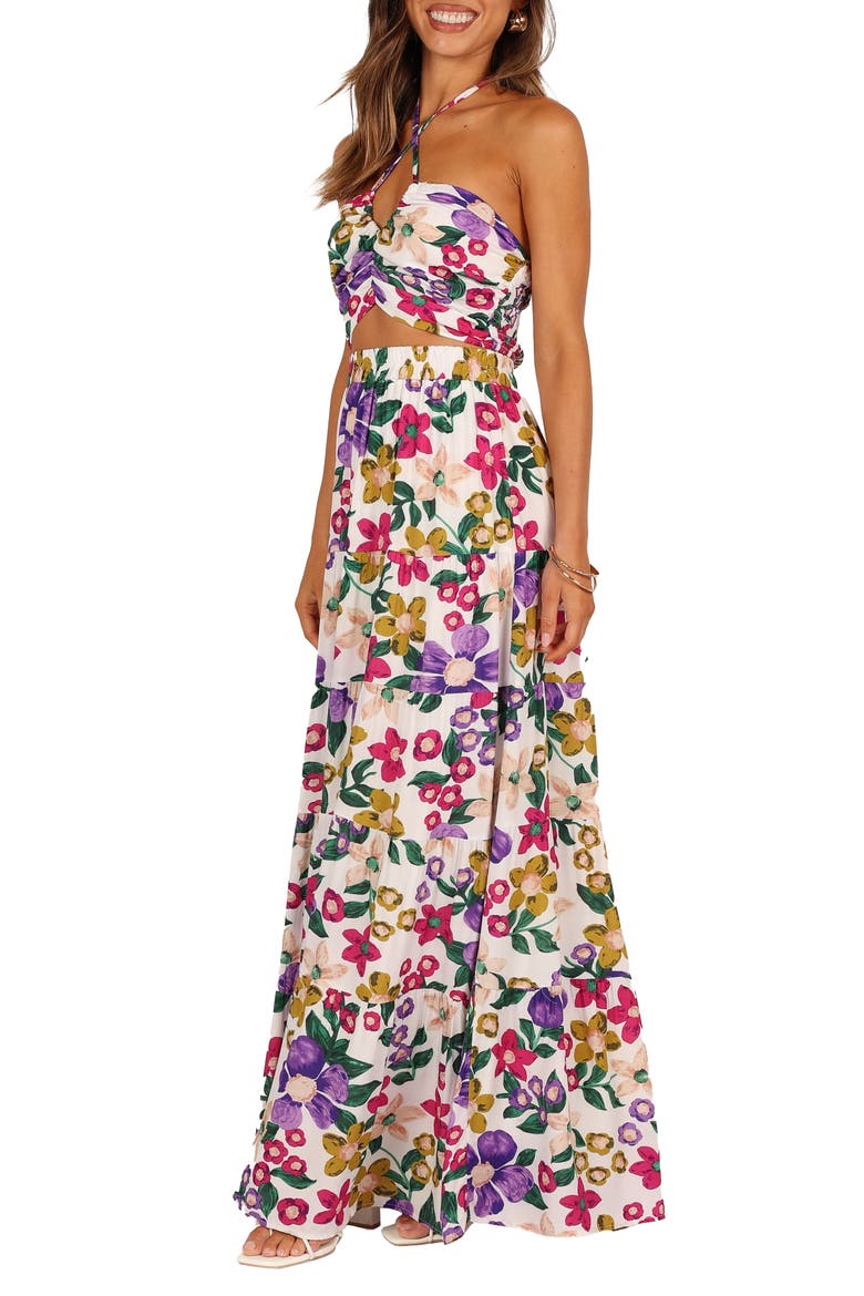 Kari Halter Crop Top & Maxi Skirt, Alternate, color, FLORAL