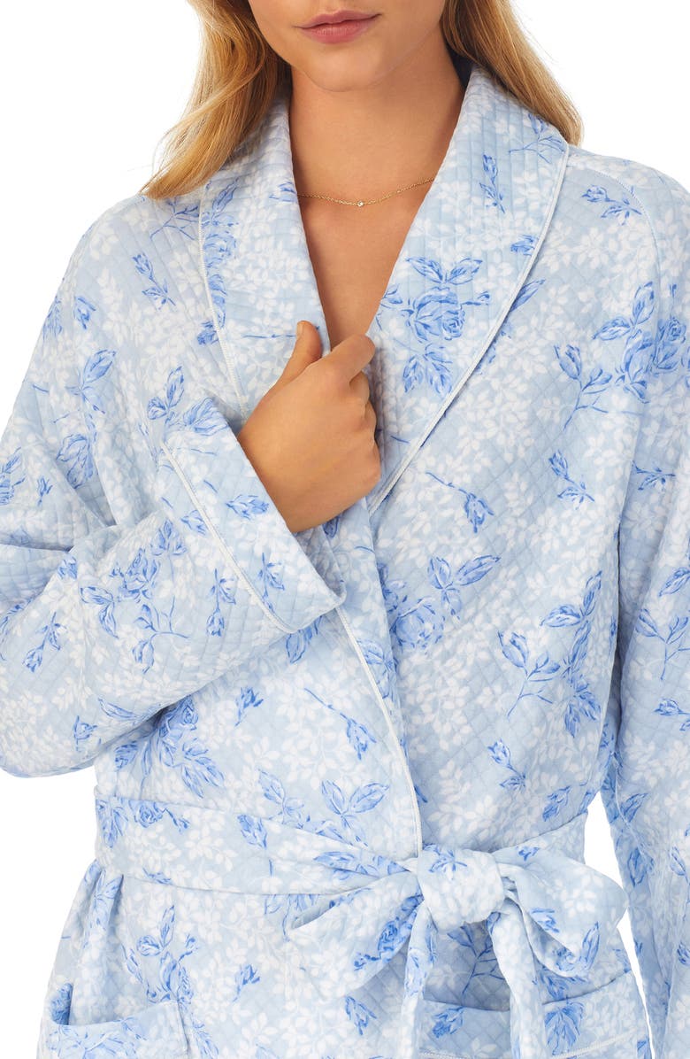 Eileen West Shawl Collar Quilted Cotton Ballet Robe, Alternate, color,