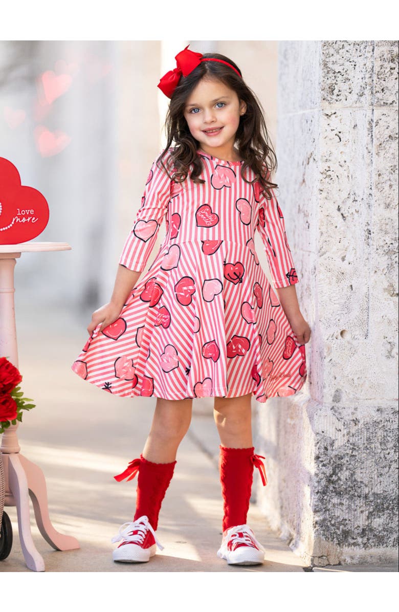 Mia Belle Girls Girls SmileyWorld Love Stamped Skater Dress, Alternate, color, Red