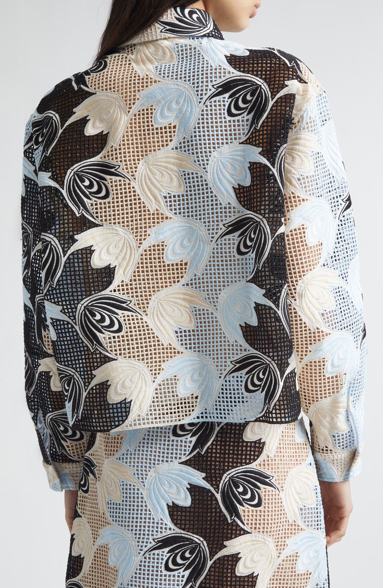 Marni Floral Embroidered Cotton Blend Shirt, Alternate, color, Riw01 Lily White