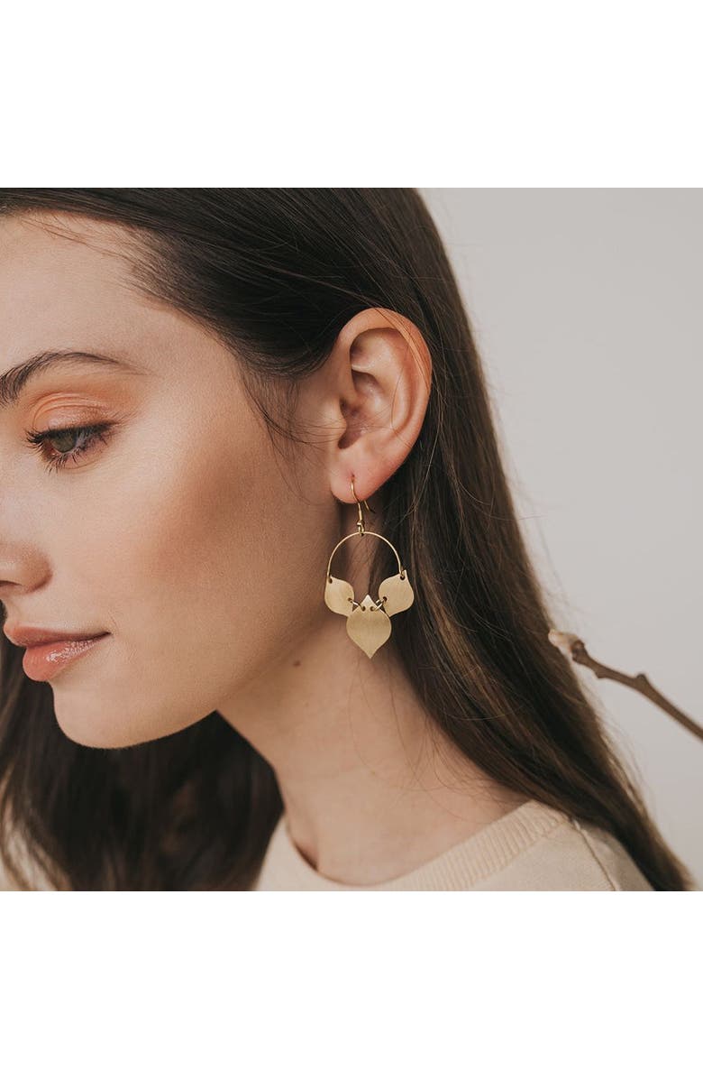 Matr Boomie Chameli Leaf Drop Earrings, Alternate, color, Bronze