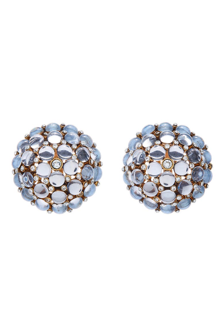 Cabochon Crystal Dome Clip-On Earrings, Main, color, SAPPHIRE