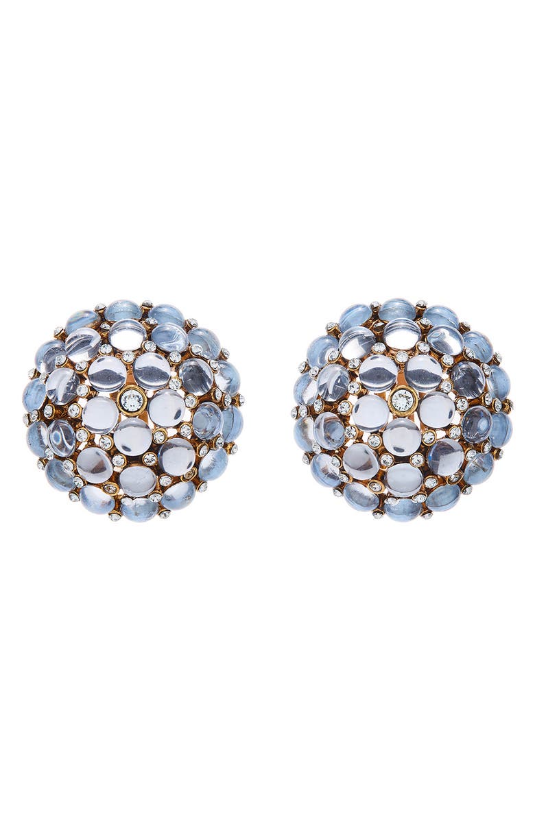 Oscar de la Renta Cabochon Crystal Dome Clip-On Earrings, Main, color, 