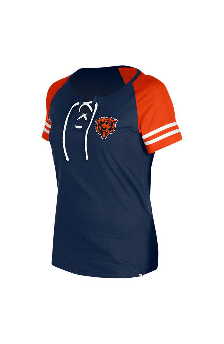 New Era Women's New Era Navy Chicago Bears  Lace-Up Raglan T-Shirt, Alternate, color, 