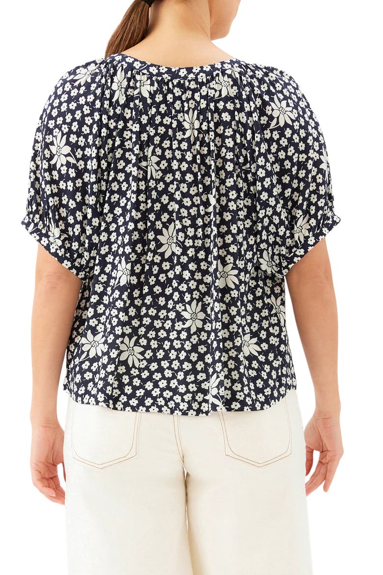 Floral Short Sleeve Button-Up Peasant Top, Alternate, color, FLORAL PRINT