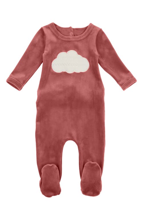 Maniere Manière Cozy Cloud Appliqué Velour Footie In Mauve