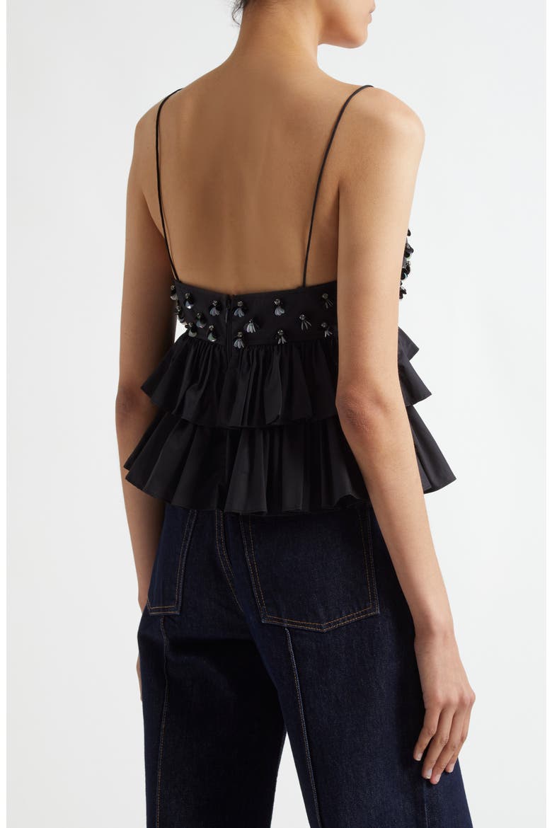 Lucia Embellished Ruffle Crop Camisole, Alternate, color, NOIR
