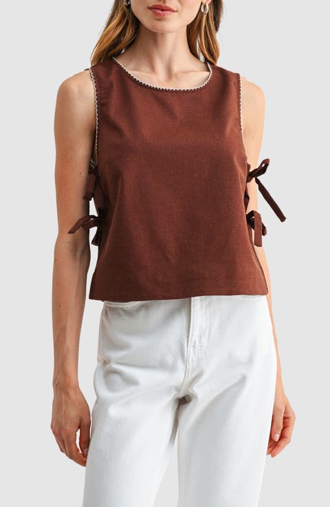 Side Tie Cotton & Linen Shell