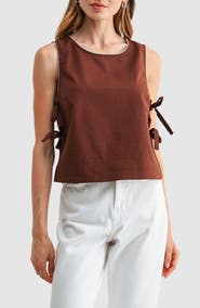 All in Favor Side Tie Cotton & Linen Shell