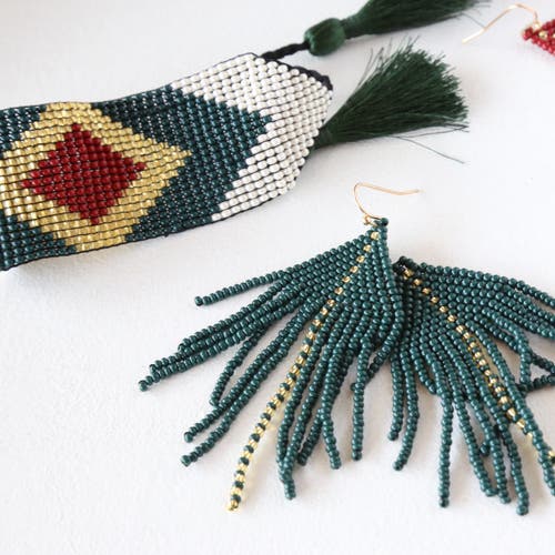 Fosterie Fire Fringe Embera Earrings In Red
